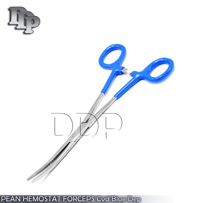 ROCHESTER PEAN HEMOSTAT FORCEPS CURVED SERRATED TIP 8"-Blue Dep