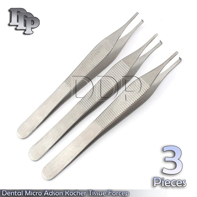 SET OF 3 ADSON TISSUE FORCEPS 1x2 O.R GRADE SURGICAL VETERINARY DENTAL INST