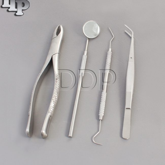SET OF 4 PCS ORAL DENTAL SURGERY EXTRACTION KIT WITH EXTRACTING FORCEPS #1