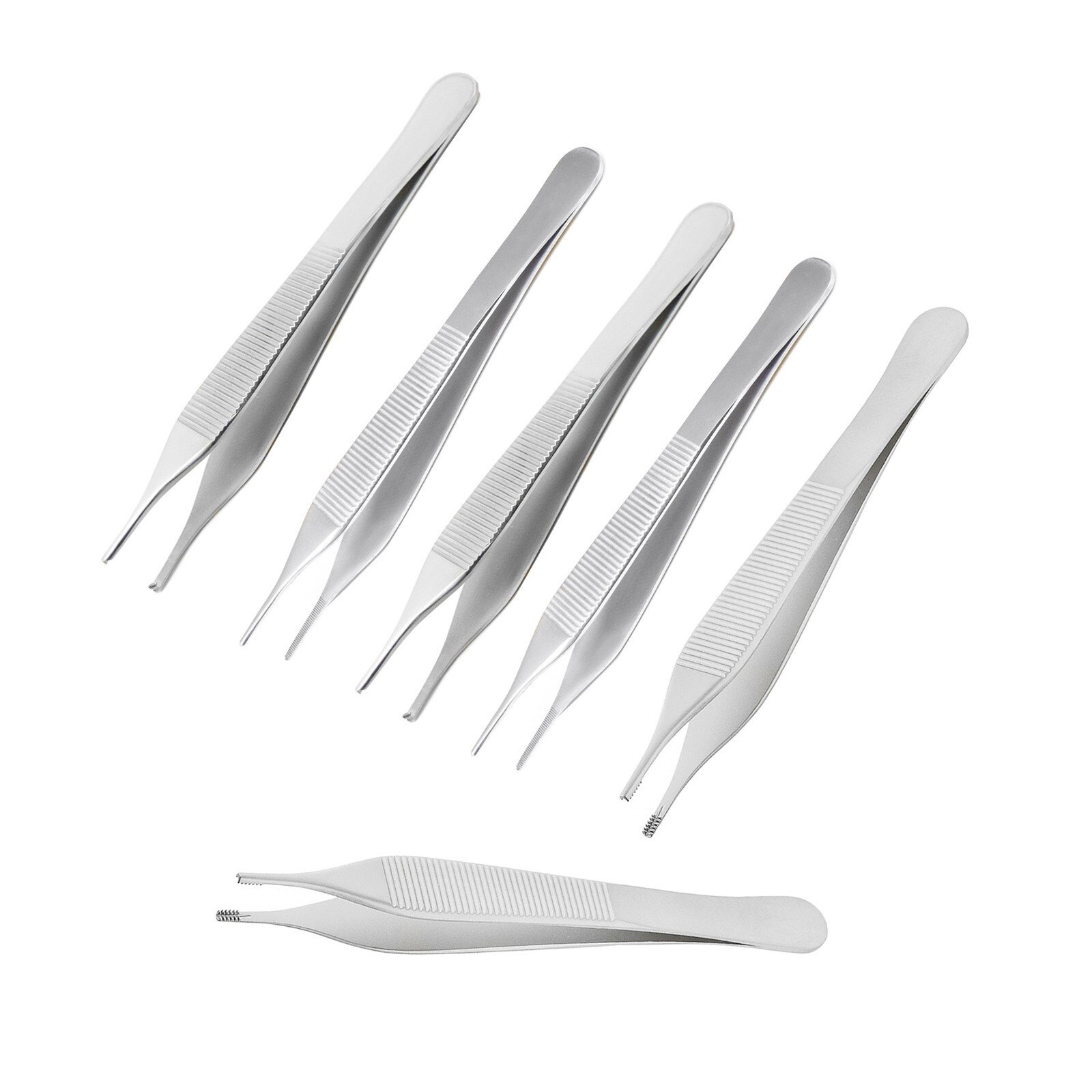 SET OF 6 ASSORTED ADSON TISSUE BROWN DRESSING FORCEPS 4.75" SURGICAL INSTRUMENTS