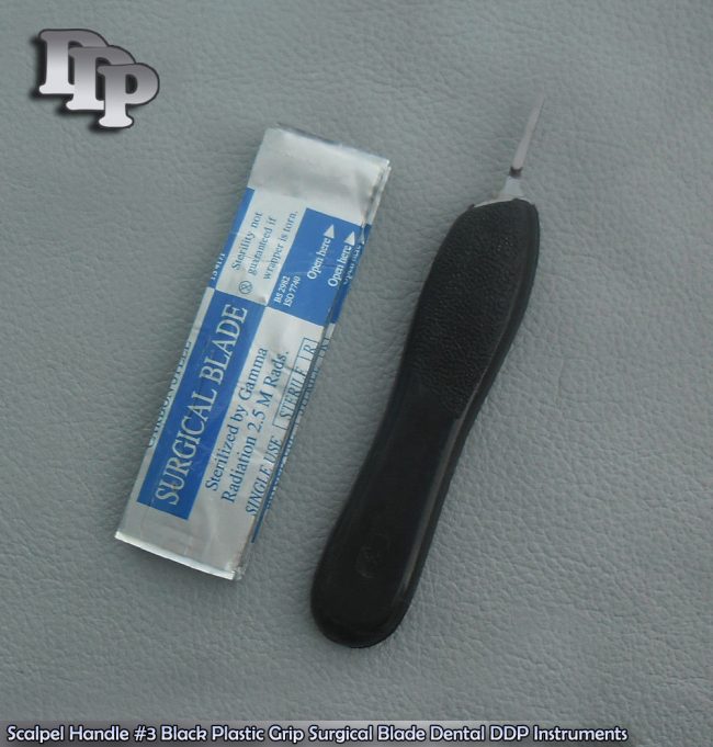 Scalpel Handle #3 Black Plastic Grip &10 Surgical Blade#15 Dental Instrument