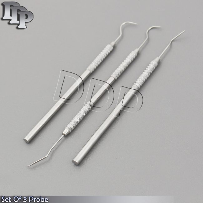 Set Of 3 Probe 23-9 Explorer 23/17A Basic Exam Dental Teeth Cleaning Hand Probe