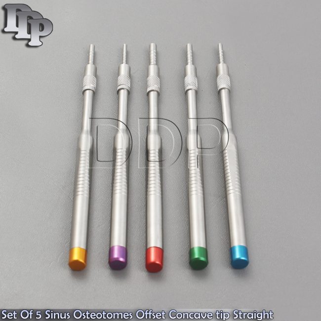 Set Of 5 Sinus Osteotomes Offset Concave tip Straight Implant Dental Instruments