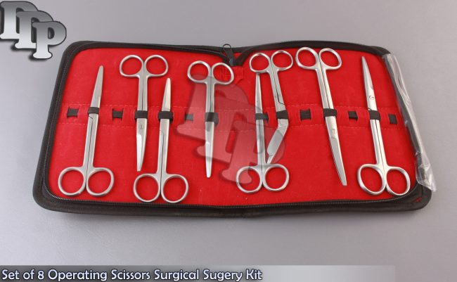 Set of 8 Operating Scissors Surgical Sugery Kit dental Medical instrument DS-784
