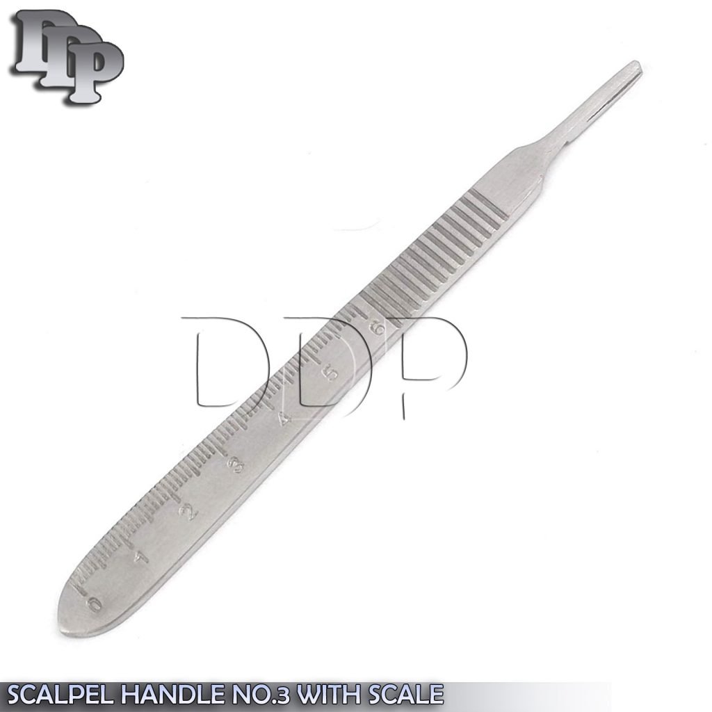 Surgical Scalpel Handle No. 3 Ruler 0-6cm Side Dental Stainless Steel New Knife