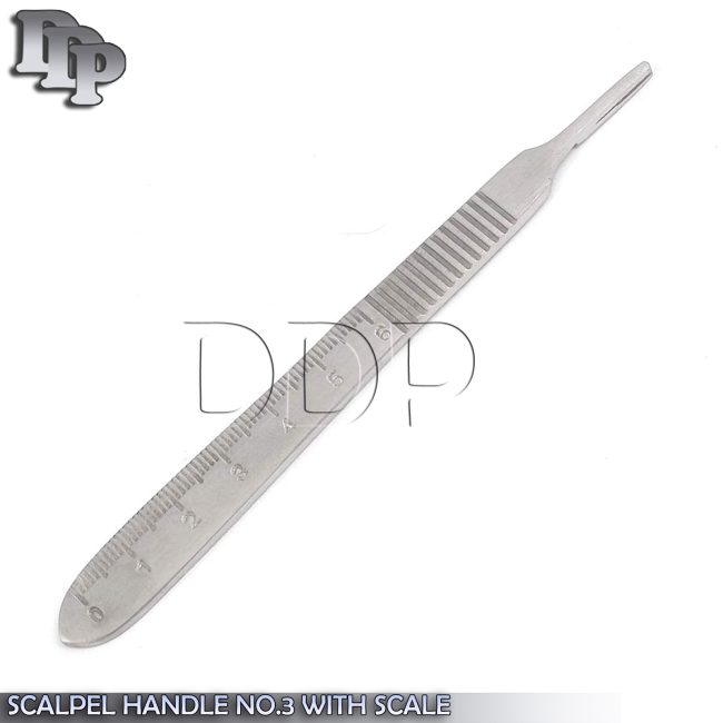 Surgical Scalpel Handle No. 3 Ruler 0-6cm Side Dental Stainless Steel New Knife