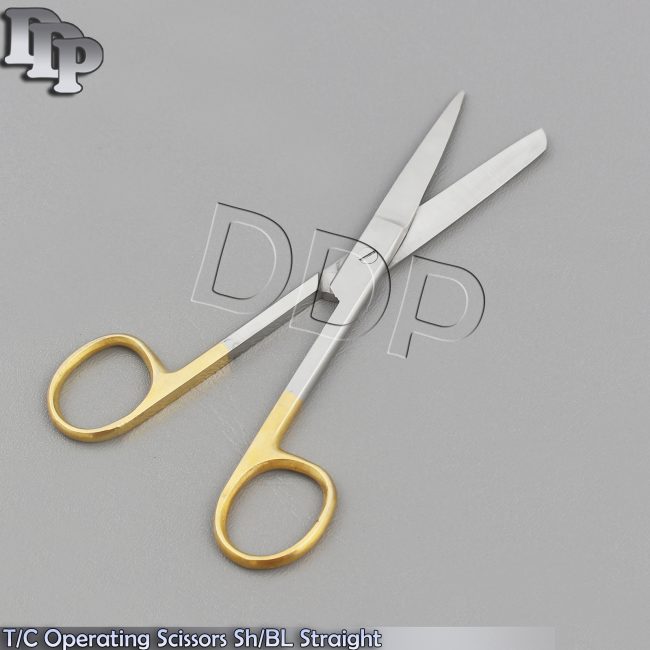 T/C PREMIUM OPERATING SCISSORS SHARP BLUNT 5.5" STRAIGHT TUNGSTEN CARBIDE INSERT