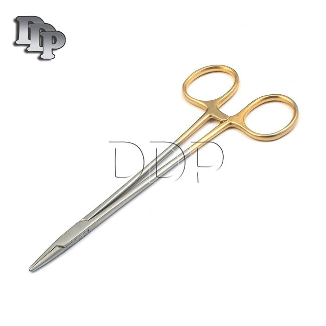 Tc Mayo Hegar Needle Holder 8" Locking Gold Rings Handle Stainless Steel