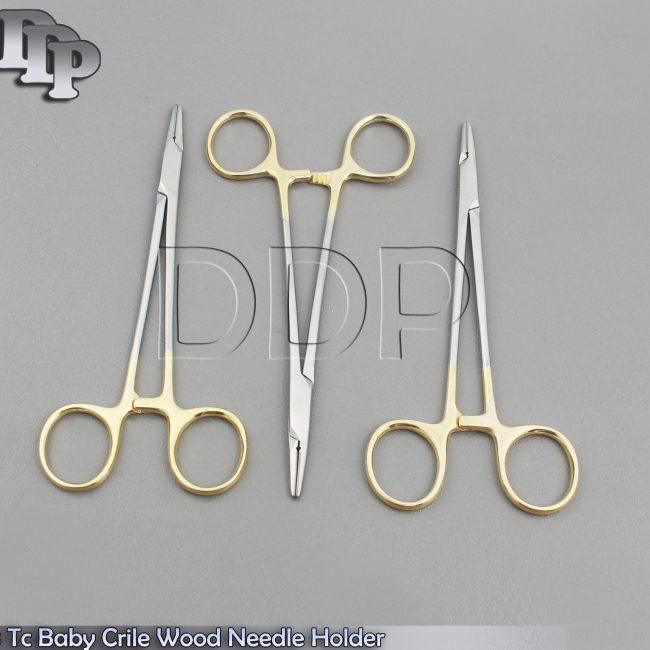 03 TC Baby Crile Wood Needle Holder, 150mm Surgical Dental Veterinary Instrument