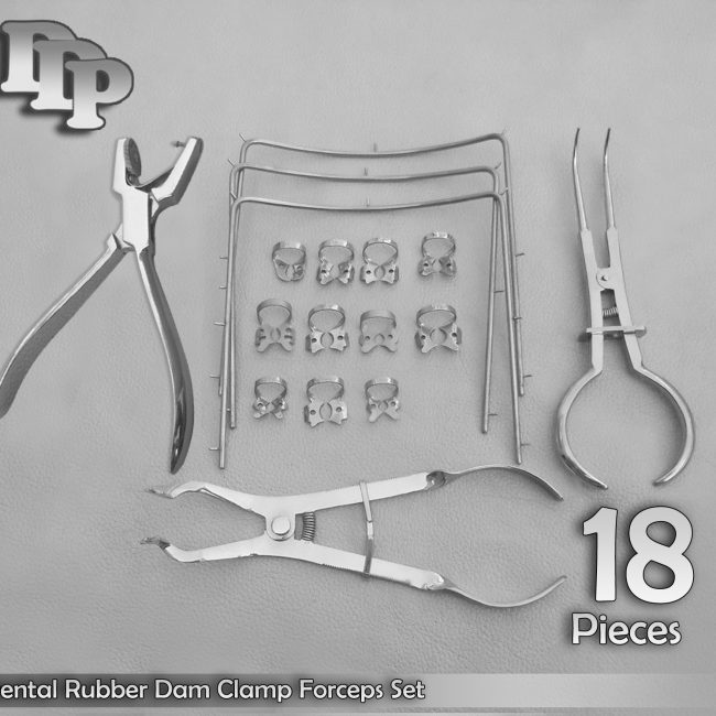 18 Pcs Dental Rubber Dam Clamp Forceps Set Ainsworth Rubber Dam Punch DN-532