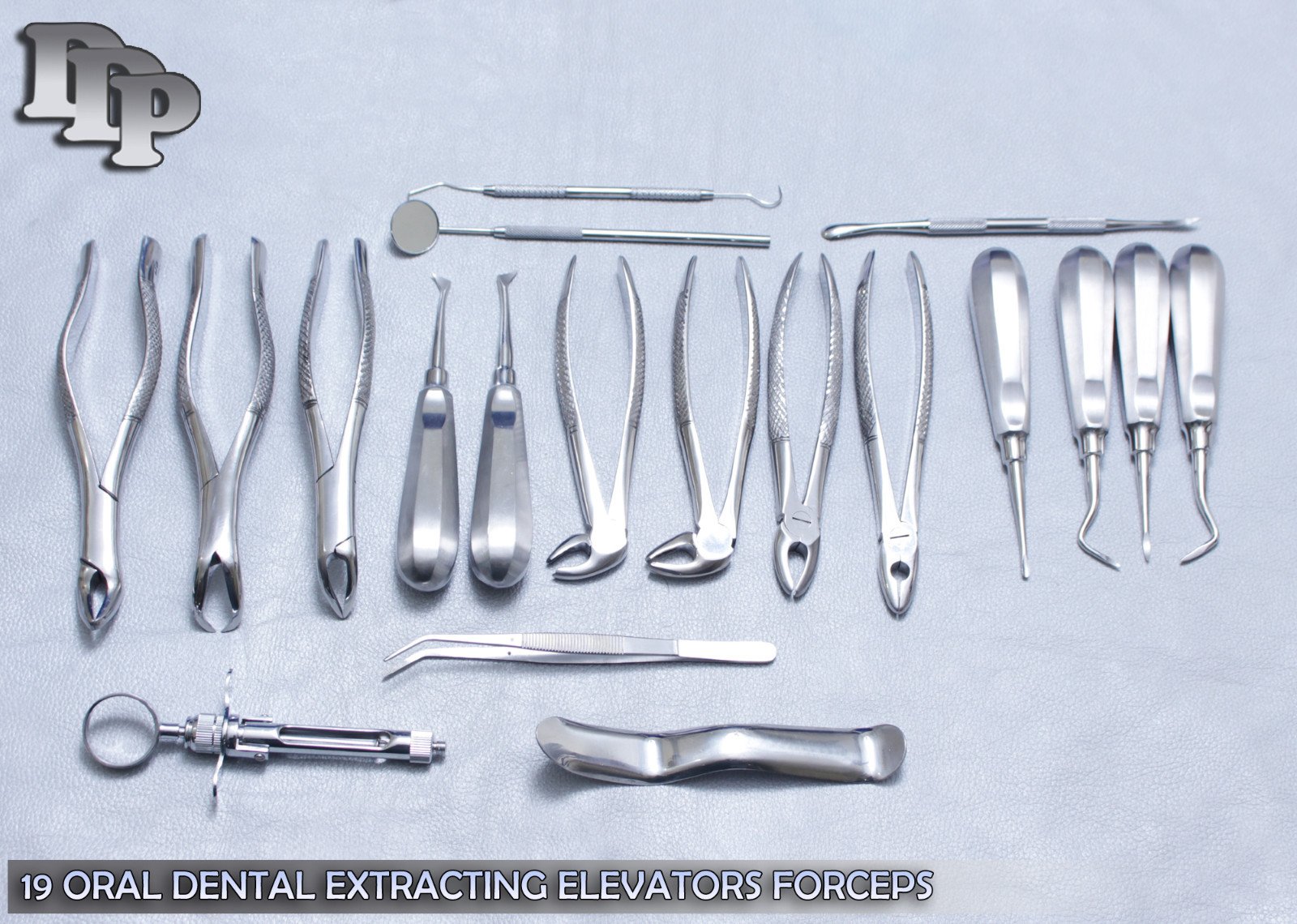 19 PCS ORAL DENTAL ROOT SURGERY EXTRACTING ELEVATORS FORCEPS INSTRUMENTS KIT SET - Image 3