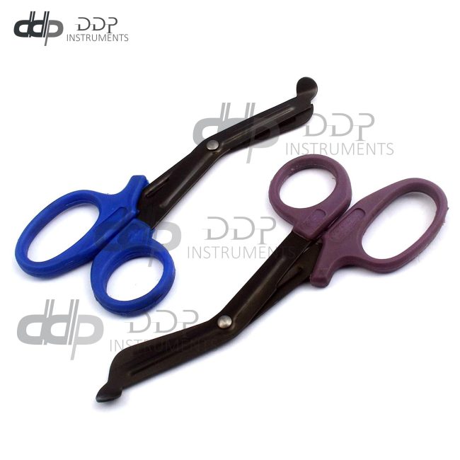 2 (Blue Purple) Fluoride Black Coated Trauma Paramedic EMT Shears Scissors 5.5"