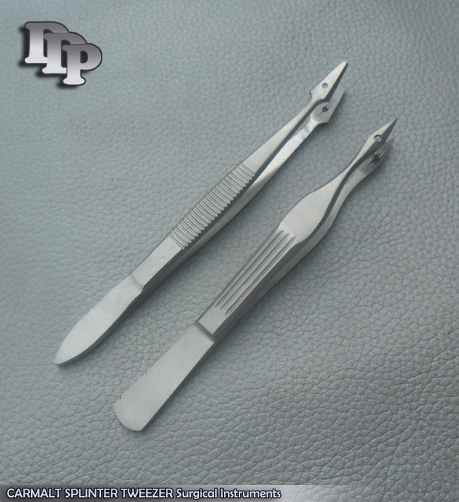 2 CARMALT SPLINTER TWEEZER Straight+Angle Surgical Instruments