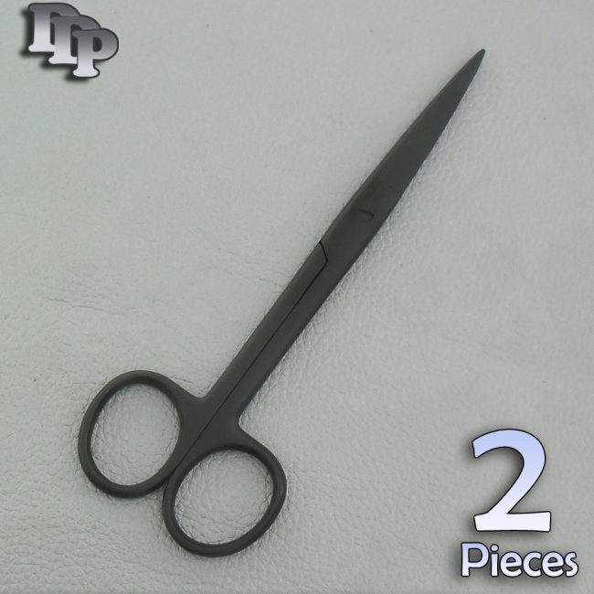 2 Pcs Operating Dissecting Scissor 5.5'' Sharp Black Coated Surgical Instruments