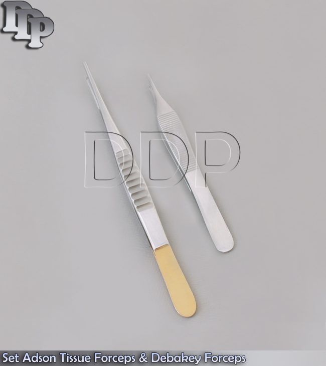 2 Pcs Set Adson Tissue Forceps & Debakey Forceps Surgical Instruments, DS-651