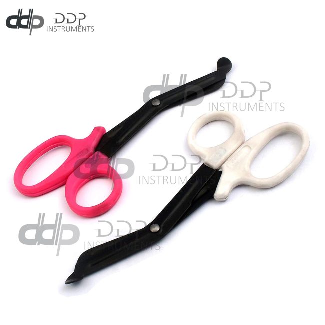 2 (Pink White) Fluoride Black Coated Trauma Paramedic EMT Shears Scissors 5.5"