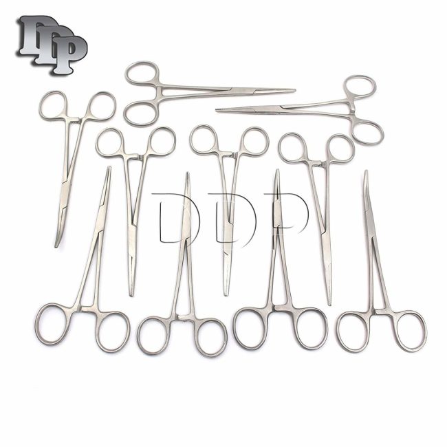 24 Pieces Kelly Hemostat Locking Forceps Straight + Curved 8" Stainless Steel