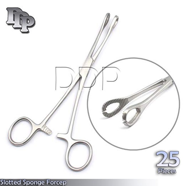 25 Pieces Slotted Sponge Forceps 7'' Body Piercing Instruments