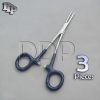 3 Hemostats Mosquito Forceps Surgical Instruments, Blue Dep Handle 5" Curved