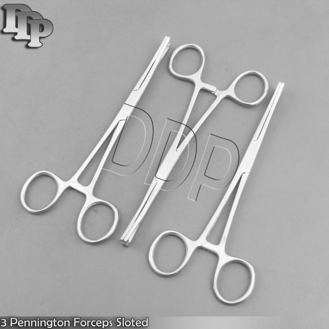 3 Pennington Forceps Sloted 6" Body Piercing Tools