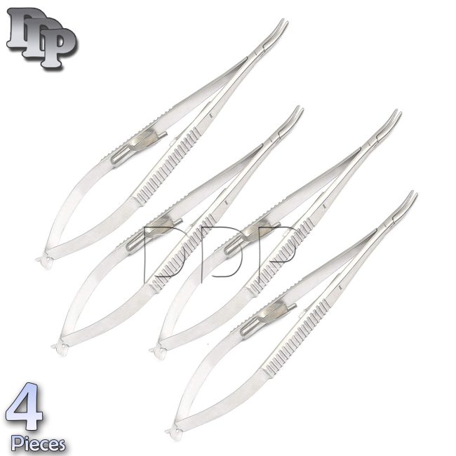 4 Pieces Of Serreted Curved 5.5" Castroviejo Needle Holder Instruments