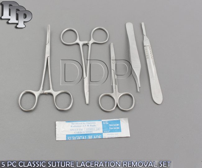 5 PC CLASSIC SUTURE REMOVAL KIT SET (SCALPEL HANDLE #4+ 5 BLADES #20)
