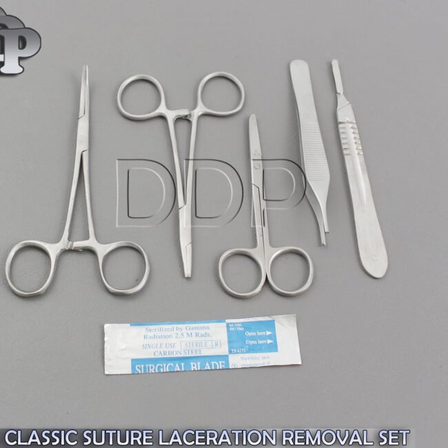 5 PC CLASSIC SUTURE REMOVAL KIT SET (SCALPEL HANDLE #4+ 5 BLADES #20)