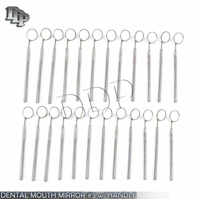 50 Dental Mirrors # 5 COMPLETE WITH HANDLE Surgical Instruments
