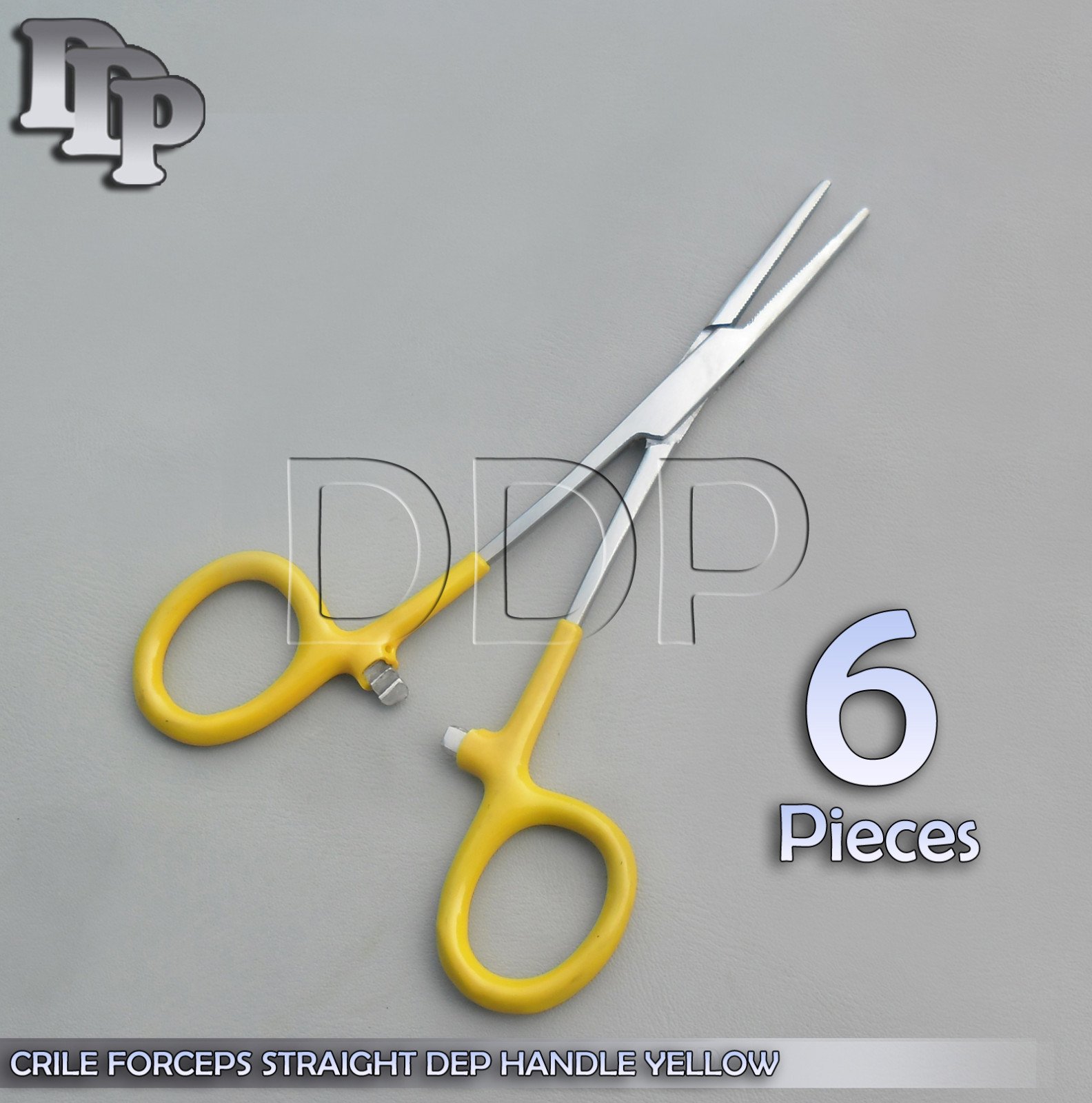 6 Hemostats Crile Forceps Surgical Instruments, Yellow Dep Handle 6" Straight