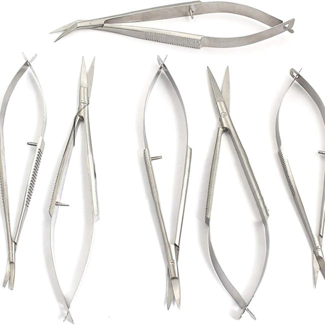 6 PCS O.R GRADE ASSORTED CASTROVIEJO MICRO OPHTHALMIC SCISSORS STR- CVD- ANG