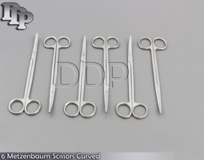 6 PREMIUM O.R GRADE STAINLESS STEEL METZENBAUM SCISSORS CURVED 7" SATIN FINISH
