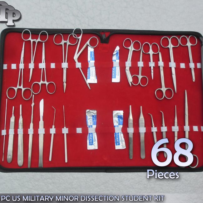 68 PC US MILITARY MINOR DISSECTION STUDENT KIT FORCEPS-DDP-509