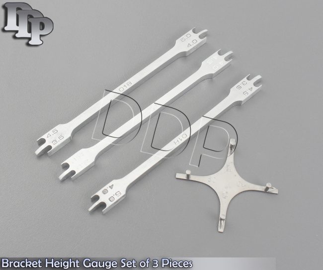 Bracket Height Gauge 018 & 022 Dental Orthodontic Gauge Set of 4 Pieces