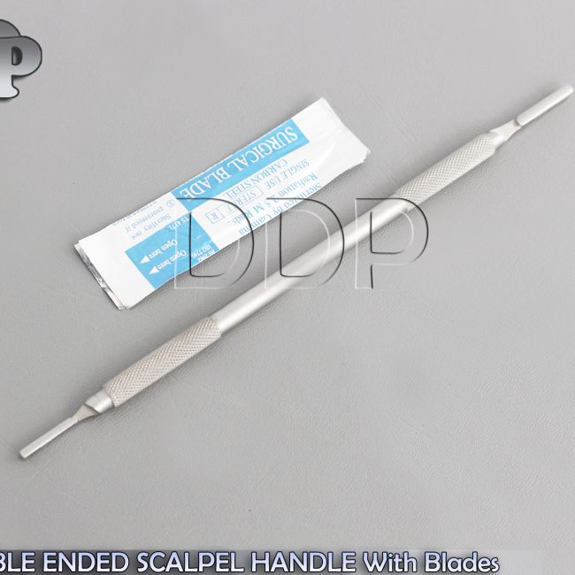 DOUBLE ENDED SCALPEL KNIFE HANDLE #3 #4+20 SURGICAL CARBON STEEL BLADES #11 #24