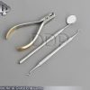 Dental Kit of Distal End Cutter, Ortho Ligating Threader,Mouth Mirror & Handle