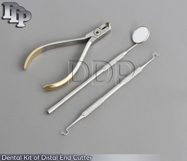 Dental Kit of Distal End Cutter, Ortho Ligating Threader,Mouth Mirror & Handle