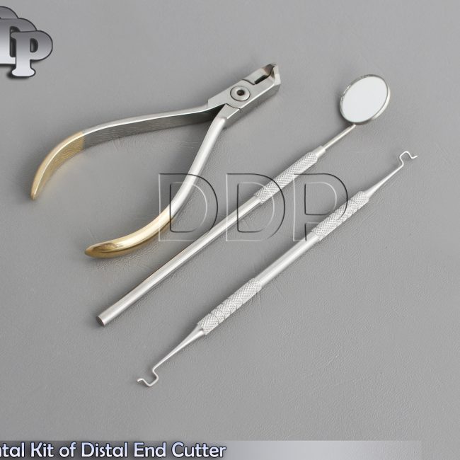 Dental Kit of Distal End Cutter, Ortho Ligating Threader,Mouth Mirror & Handle