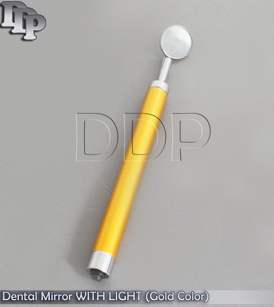 Dental Mirror WITH LIGHT (Gold Color) Dental Instruments