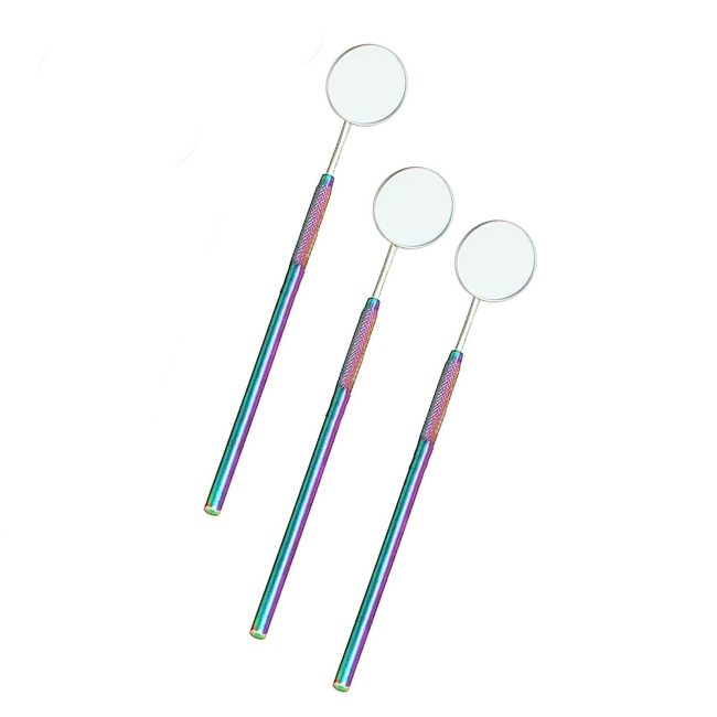 Dental Rainbow Mouth Mirror#5 3Pcs Set With Handle For Teeths Dental Instruments