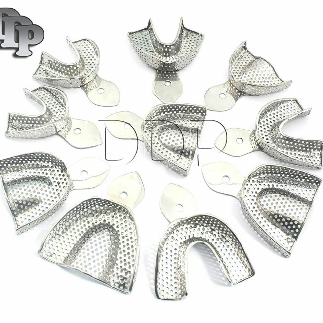 Dental Stainless Steel Perforated Impression Trays Autoclavable Set Of 10
