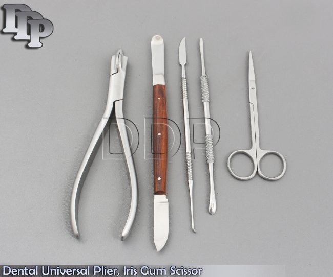 Dental Universal Plier, Iris Gum Scissor Straight, Surgical Tissue Sharp Lab Kit