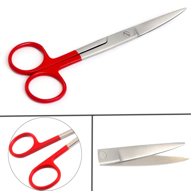 Dissecting Operating Scissors 5.5" Sharp/Sharp Curved Color Handle (Red)