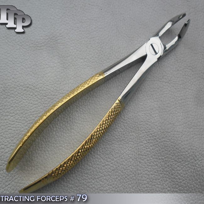 EXTRACTING FORCEPS # 79 GOLD PLATED DENTAL SURGICAL INSTRUMENTS