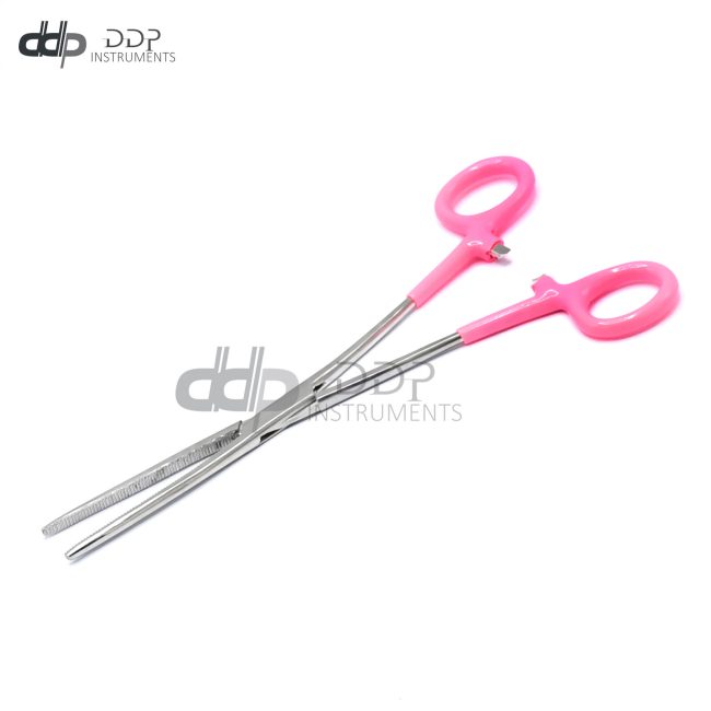 GERMAN STAINLESS ROCHESTER PEAN HEMOSTAT FORCEPS STRAIGHT SERRATED TIP 10"-PINK