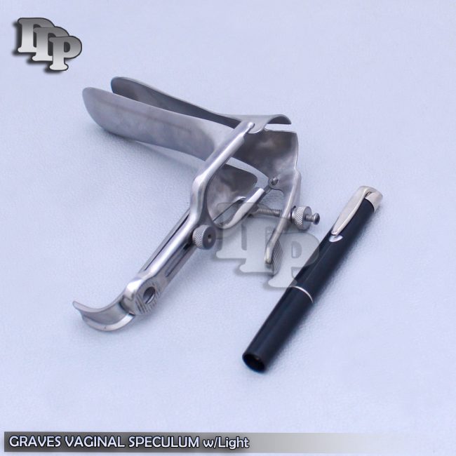 Graves Vaginal Speculum Small w/Light Ob/Gyneclogy Inst BLACK