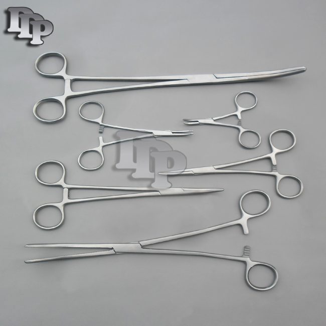 HEMOSTATS / LOCKING FORCEPS 6 Piece Set 3-1/2" - 12" Curved Stainless Steel NEW