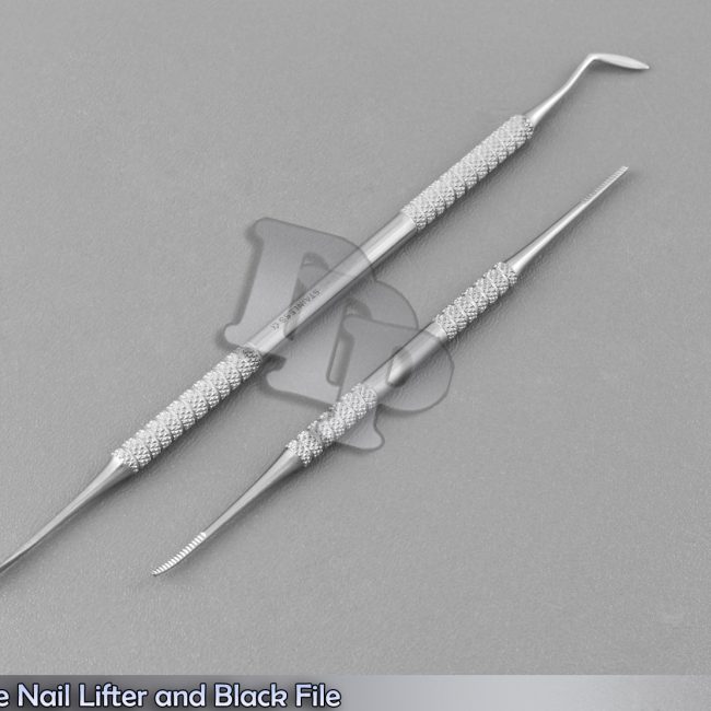 Ingrown Toe Nail Lifter and Black File Double ended small/big best tools