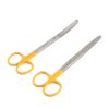 Lot Of 2 Pcs Operating Scissors 5.5" Blunt/Blunt Str+Cvd Color Handle (Yellow)