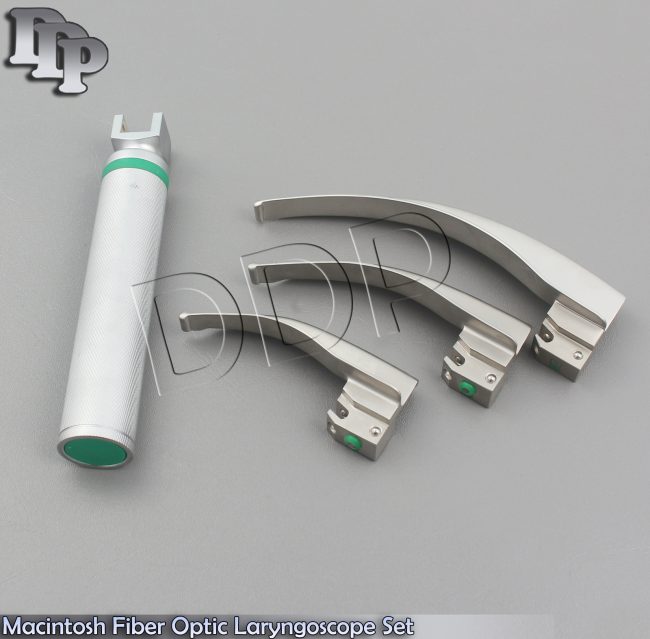 Macintosh Fiber Optic Set No. 1, 2 & 3 LED Bulb Surgical Instrument
