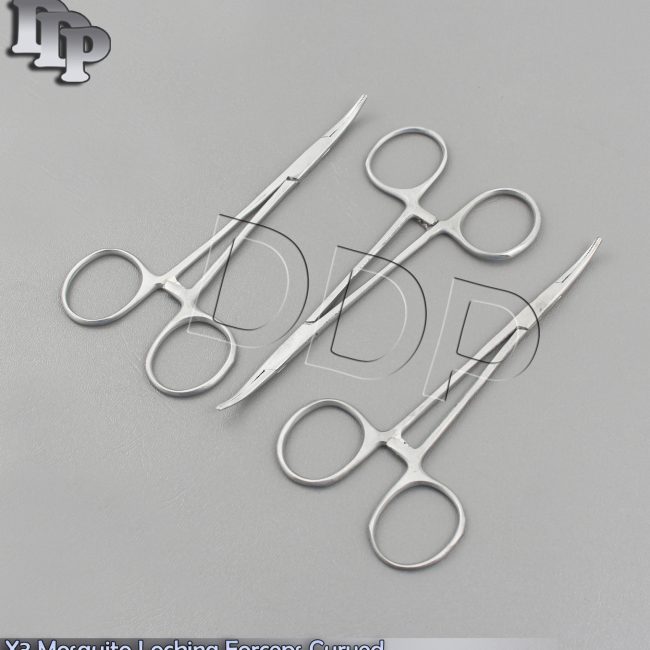 Micro Halsted Locking Forceps Curved Vet Haemostatic Tissue Clamp Surgical Tools